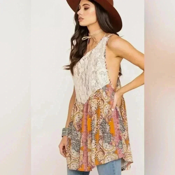 Free People Count Me In Trapeze tunic top pink sleeveless size medium NEW NWT - Picture 3 of 12